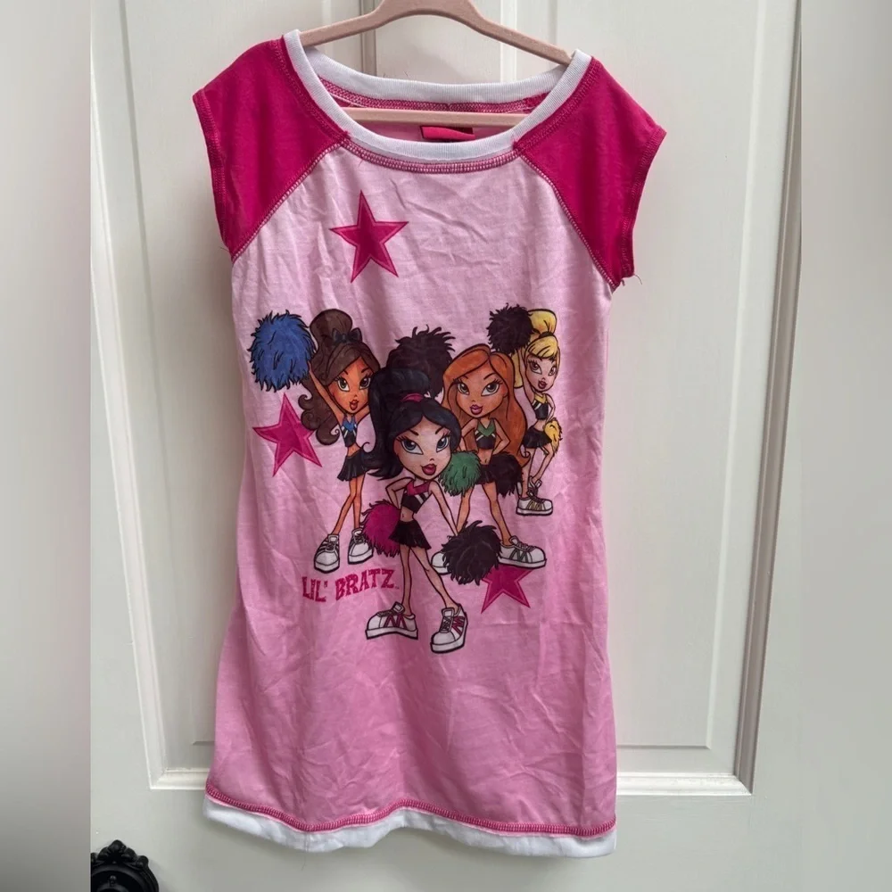 Lil Bratz Girls Size 4 Short Sleeve Pink Nightgown for Kids